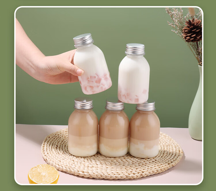 拜杰baijie网红奶茶瓶子饮料瓶一次性带盖pet塑料瓶260ml10商用冷饮