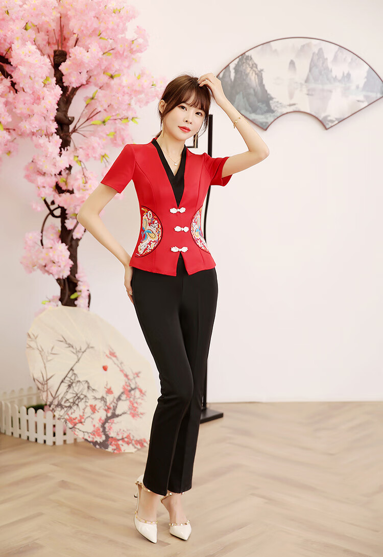 性感足浴桑拿技师制服工作服足疗店工装夏装新款修身显瘦洗浴按摩套装