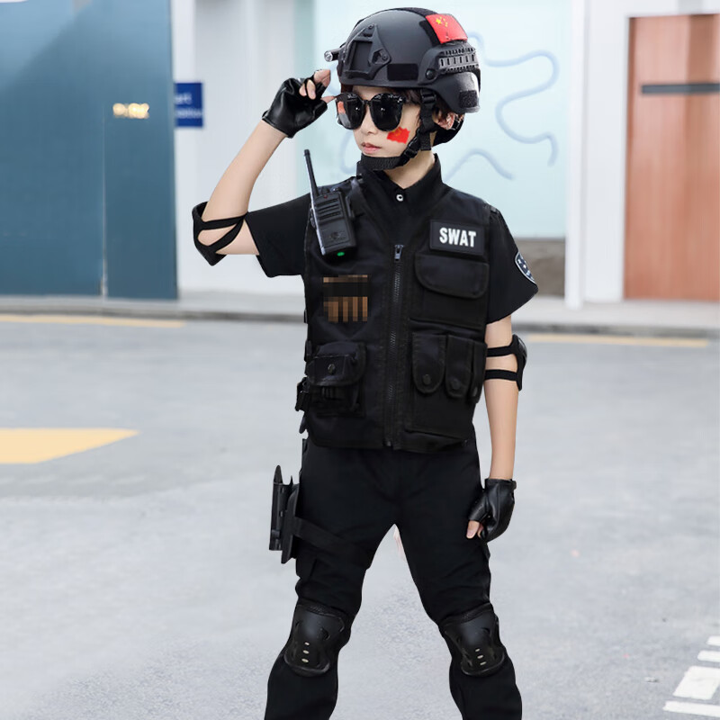 不舍天真 儿童警察的套装男童特种兵战斗服特警衣服装备全套服装警官
