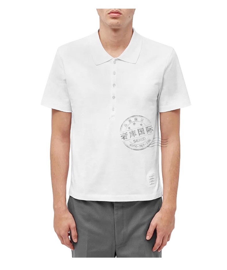 thom browne汤姆布朗tb男装t恤条纹翻领短袖polo衫mjp052a 0042 灰色