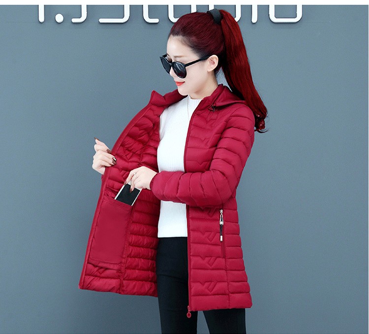 恒源祥棉服女春秋修身中长款轻薄款加厚棉衣潮女士冬季保暖女式防寒