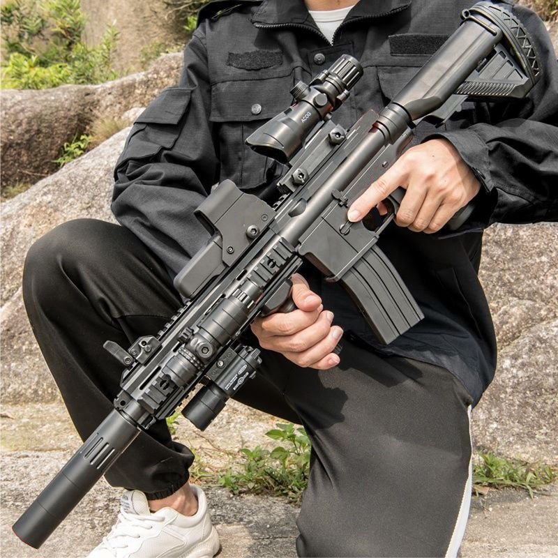 男孩电动连发吃鸡和平精英冲锋枪电动m416龙骨pu软弹中配中配20发软弹