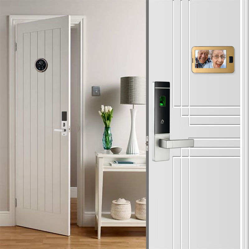 电子智能猫眼门镜家用大屏可视门铃防盗门通用高清广角夜视摄像头黑色