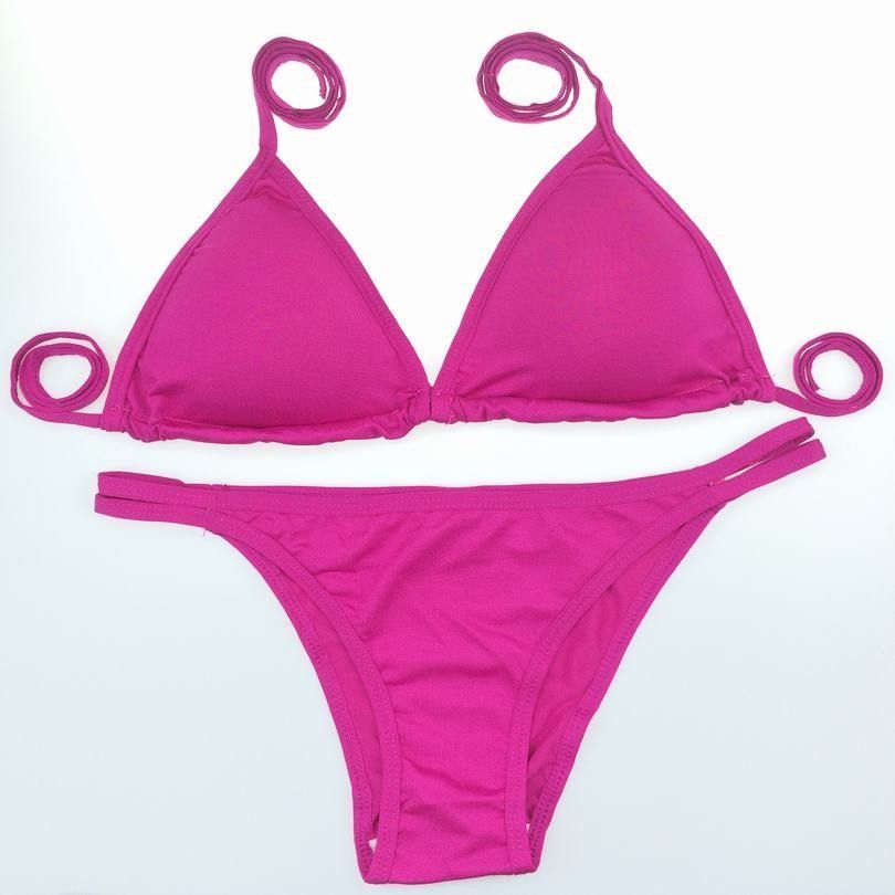 趣得比基尼一根绳2022款比基尼游泳衣性感三点式荧光色泳装女性感