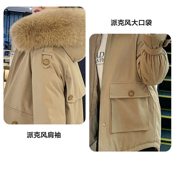 105925-【速推精选】拉夏贝尔棉服女21年冬季女装新款冬装派克服女气质棉衣女 米白色 XL-详情图