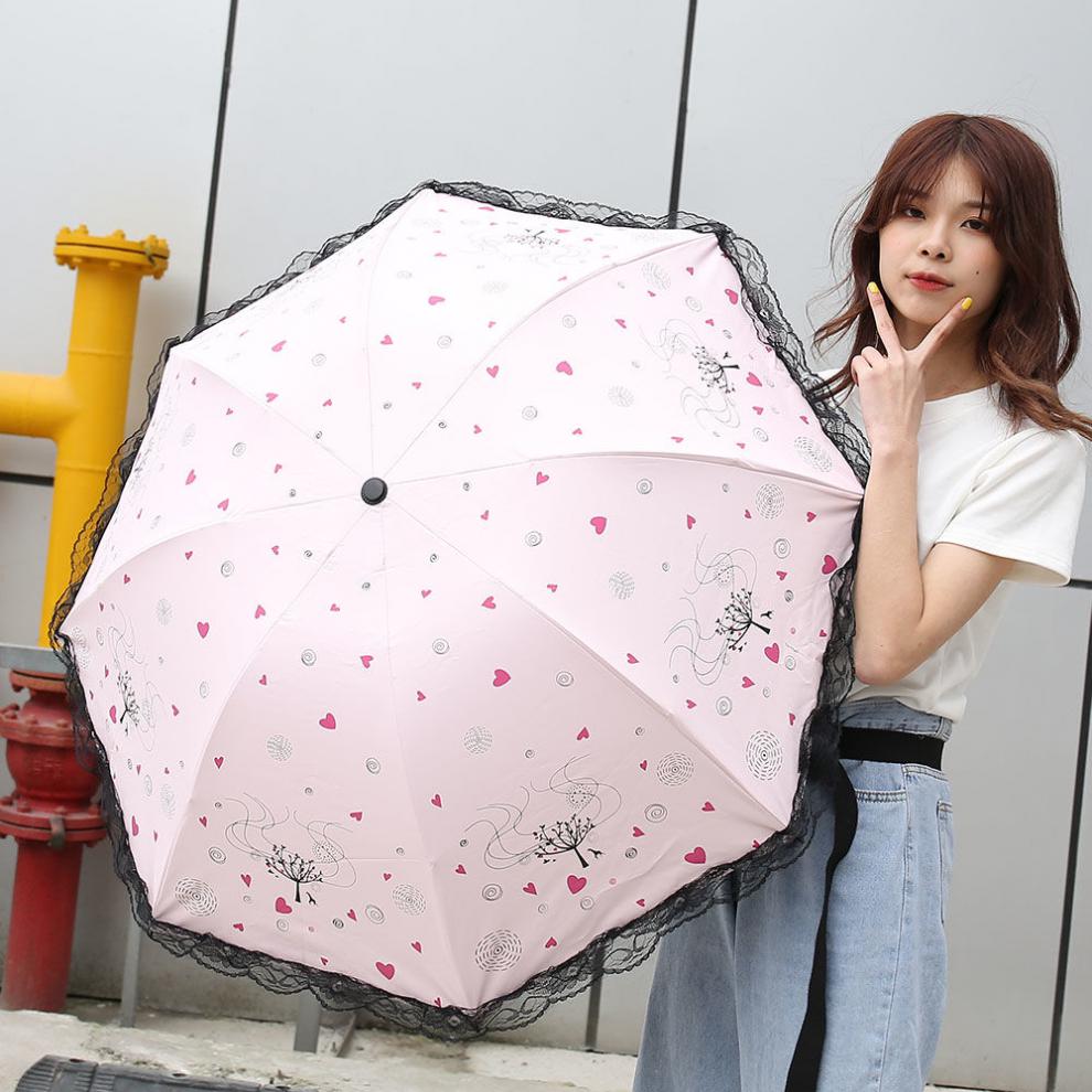 蕾丝花边公主伞晴雨两用太阳伞男女学生雨伞四叶花薄荷加大十骨双人