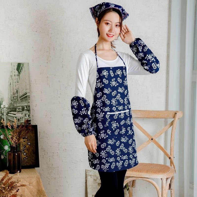 边半身围裙头巾套装农家乐幼儿园民族风演出围兜儿童红碎花全身三件套