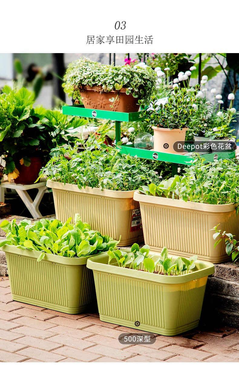 方形种菜箱种菜神器户外花箱爱丽丝花盆iris园艺批发大号68cm深型绿色