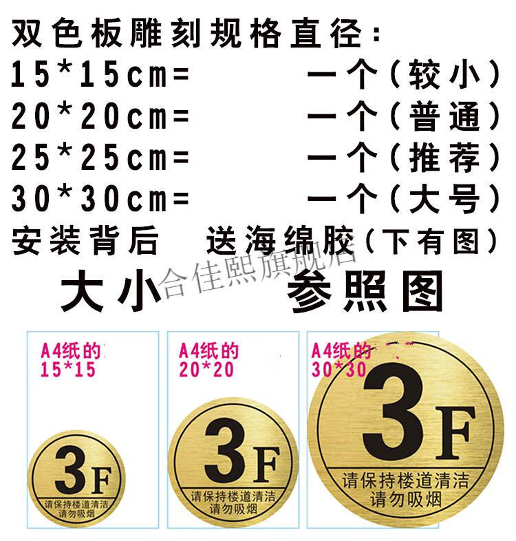 楼层指示牌数字家用创意塑料号码牌楼道标识牌广告贴楼层牌定制木纹色