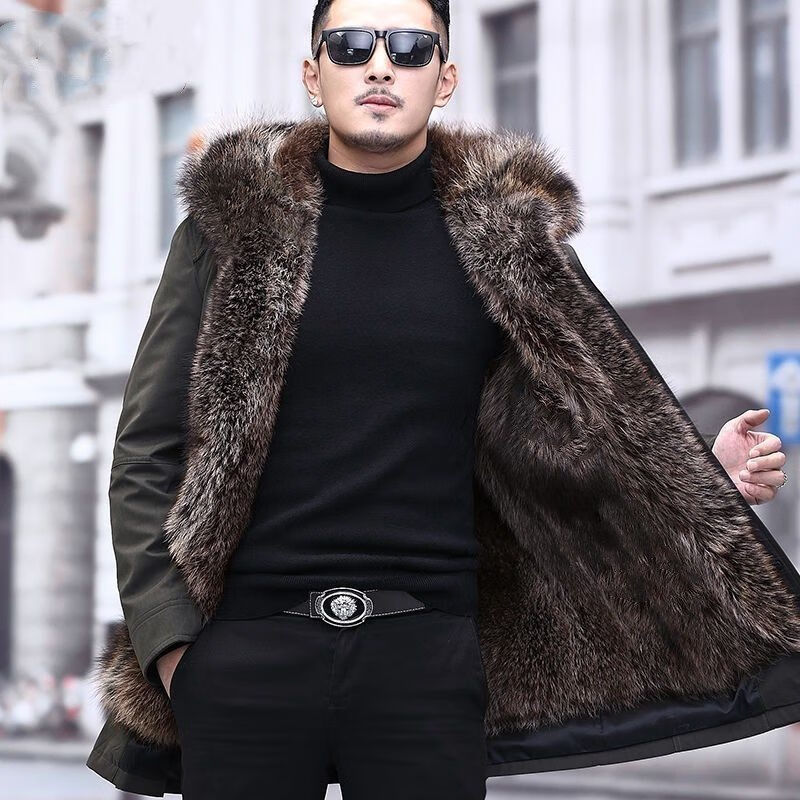 服男士貂可拆卸狐狸貉子皮毛一体大衣海宁加厚水貂皮草外套冬冬天穿的