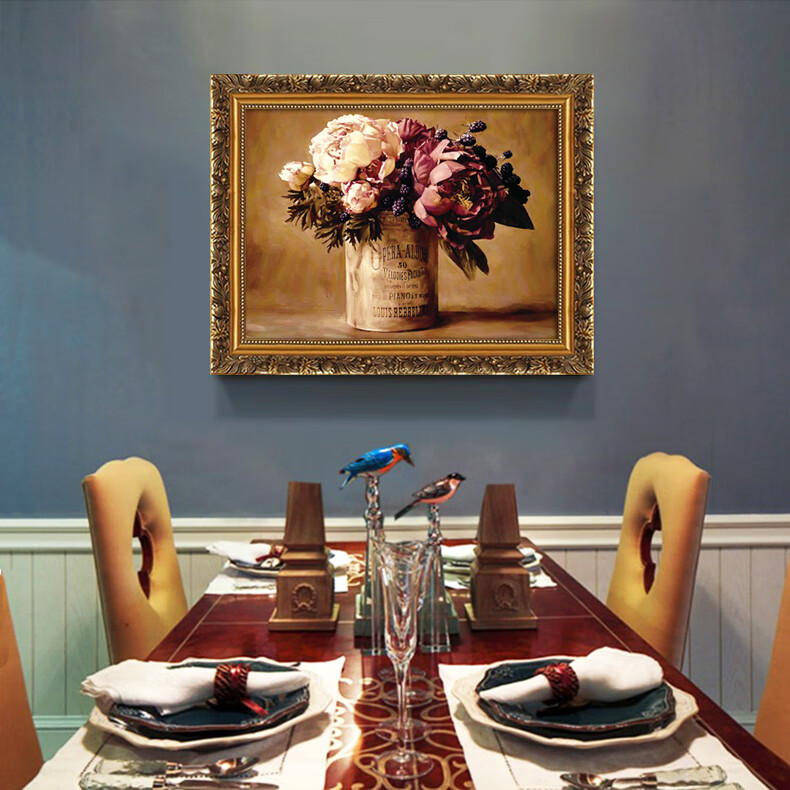 葵影官网方旗舰精选好货欧式喷绘油画客厅装饰画古典花卉餐厅玄关挂画