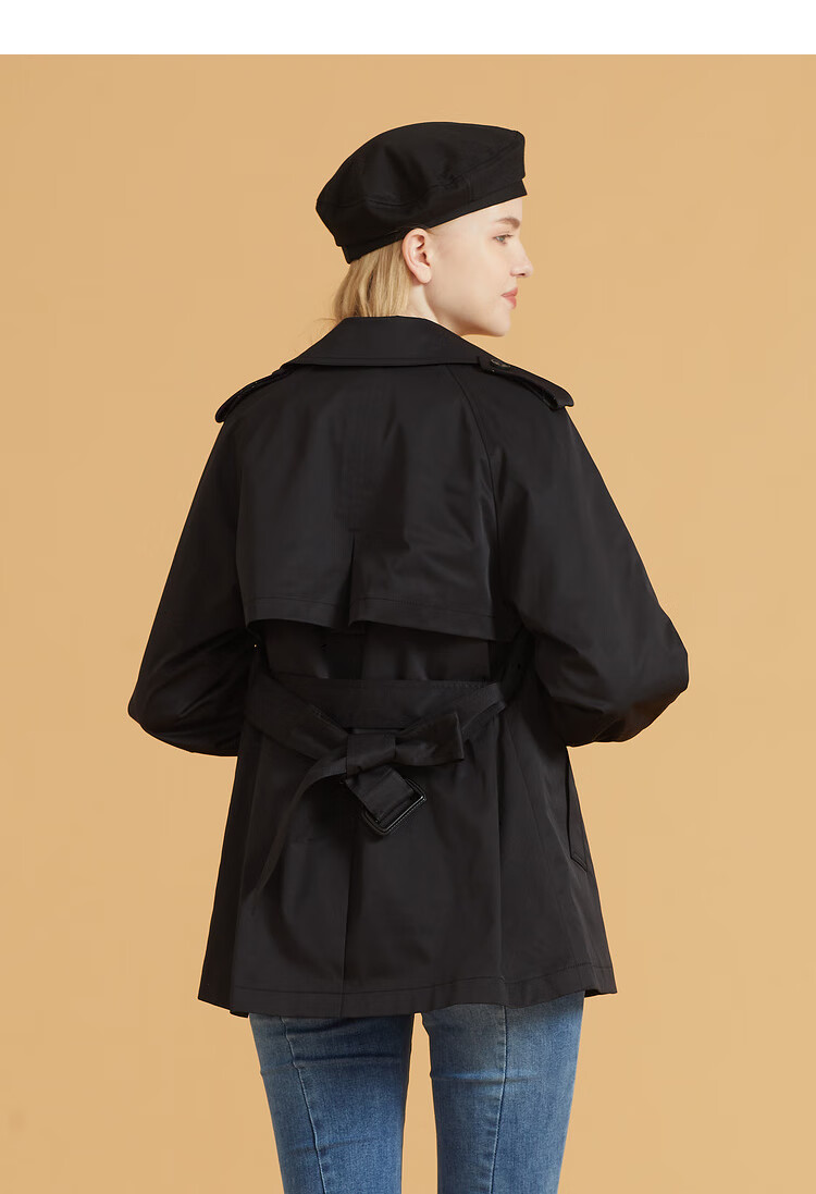 eland衣恋2021秋季女款新款双排扣设计感时尚简约风衣外套女 卡其色