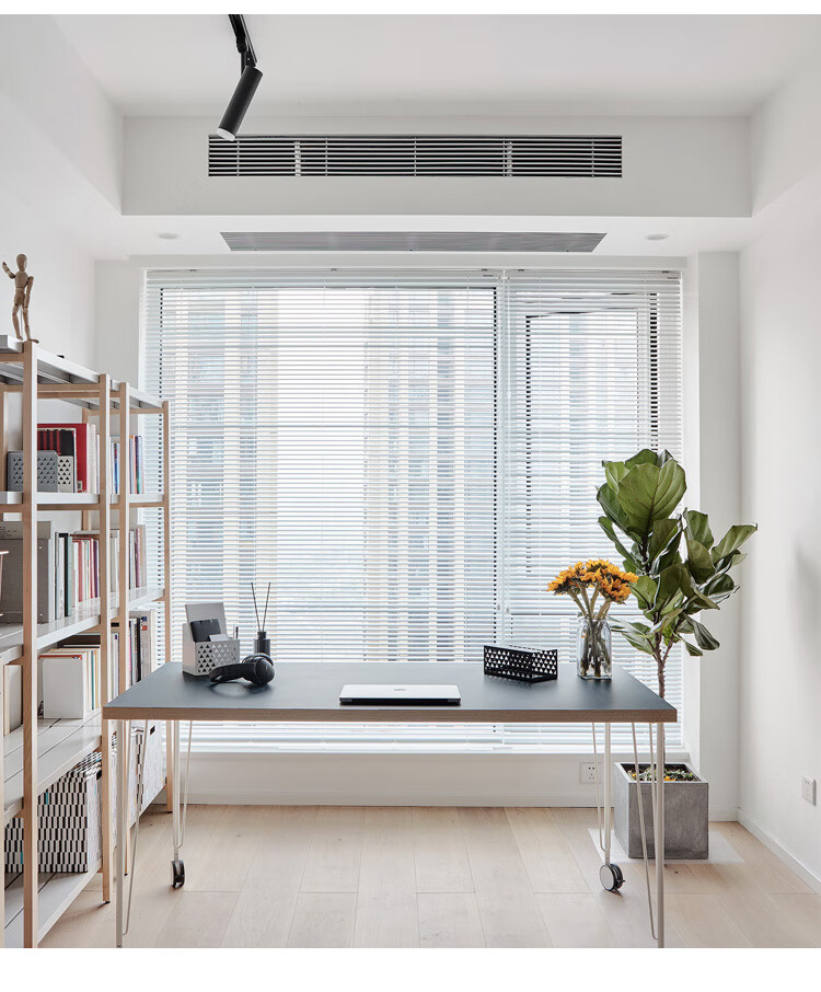 实木百叶窗帘日式原木色百叶窗帘木质实木卧室客厅书房遮光内置扇叶调