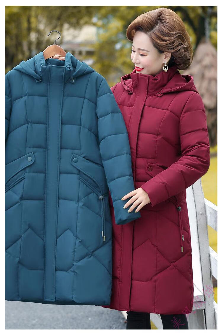 中老年女冬装棉衣中长款过膝加厚棉袄50岁妈妈装棉服外套 黑色 6xl