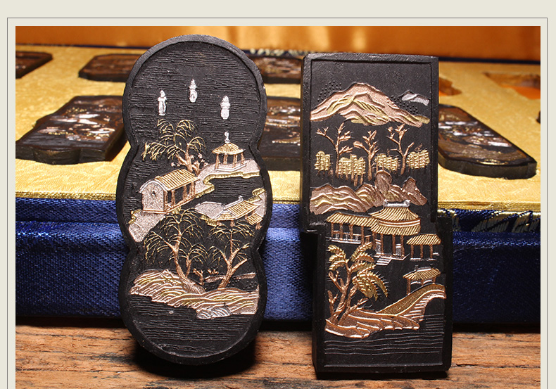 文之宝精美风景徽墨徽州歙县制作墨条文房四宝西湖十景套装墨条老胡开