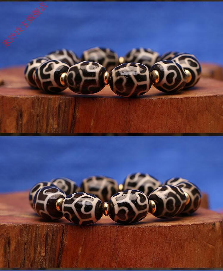 西藏真品龟甲莲花天珠手串吊坠项链男页岩老矿原石玛瑙证书图片色