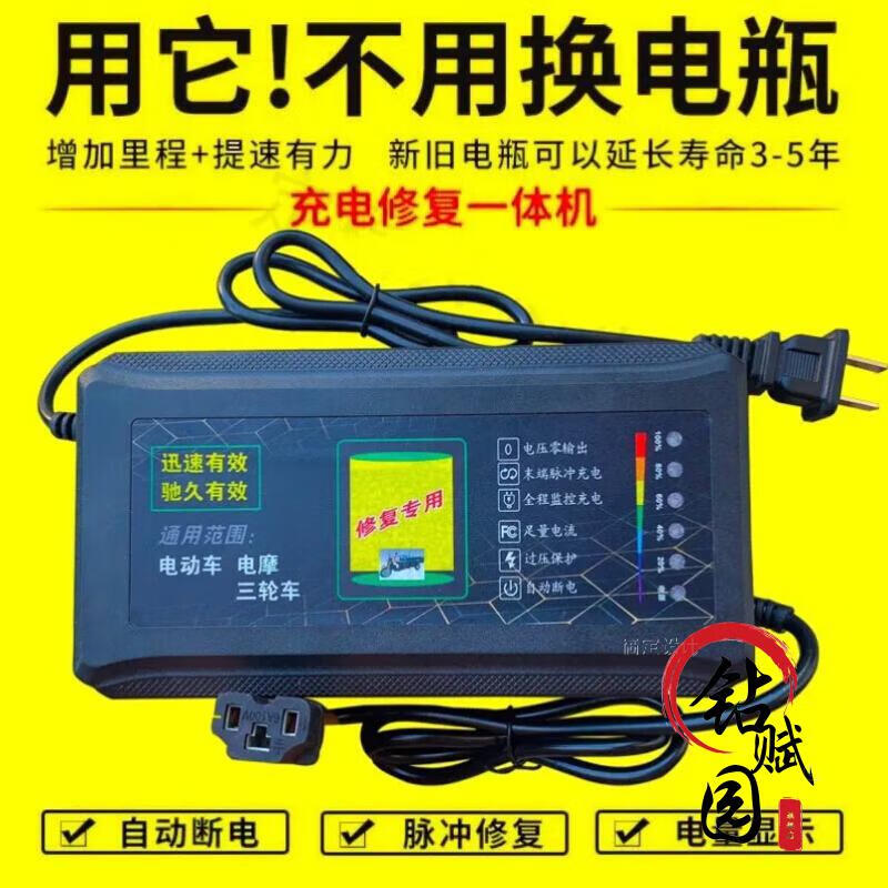 精選電動車電瓶電池修復器激活48v60v72v電瓶電池修復充電器脈衝修復