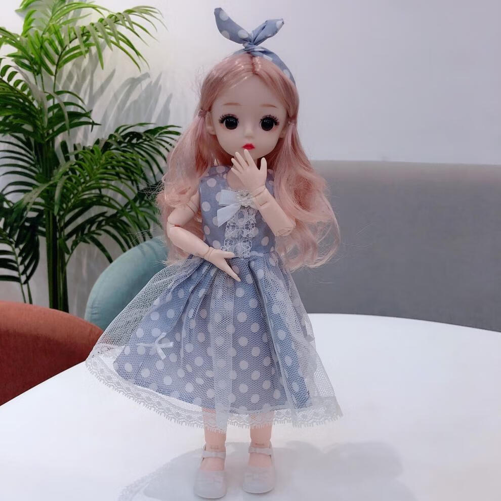 30厘米芭比娃娃6分bjd肥娃换装公主玩具27关节3d真眼女孩玩具礼物小粉