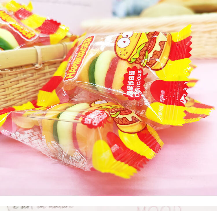 汉堡糖披萨糖薯条橡皮糖软糖可爱零食结婚喜糖满月周岁伴手礼 薯条糖
