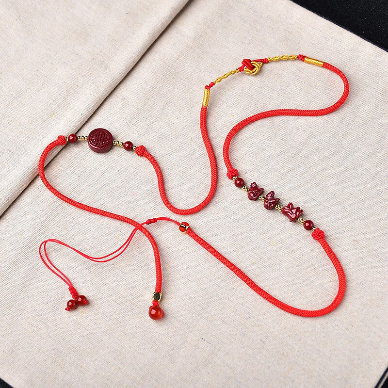 易增明居增庆吉宏腰链2022虎年本命年红绳转运珠红腰带腰绳细款男女增