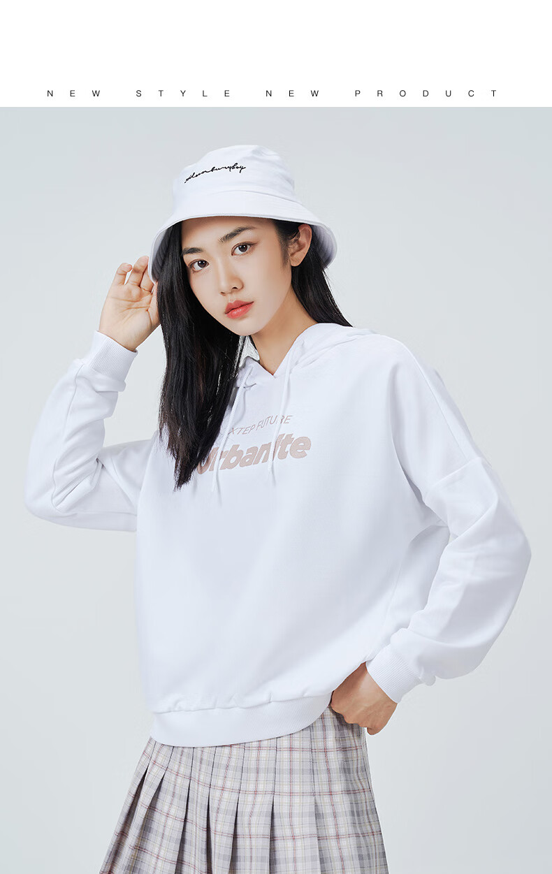 特步连帽卫衣女外套秋季新款女装运动外套针织上衣休闲长袖套头衫黑