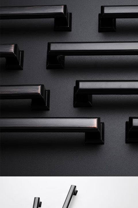 方形美式拉手柜门把手长衣柜拉手橱柜书柜欧式柜子抽屉拉手黑色部分