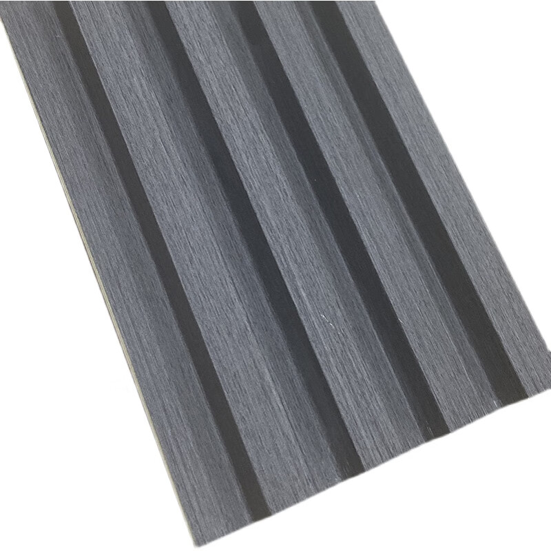 板实木格栅背景墙装饰板小长城板吊顶凹凸原格桑木生态木护墙板浅灰色