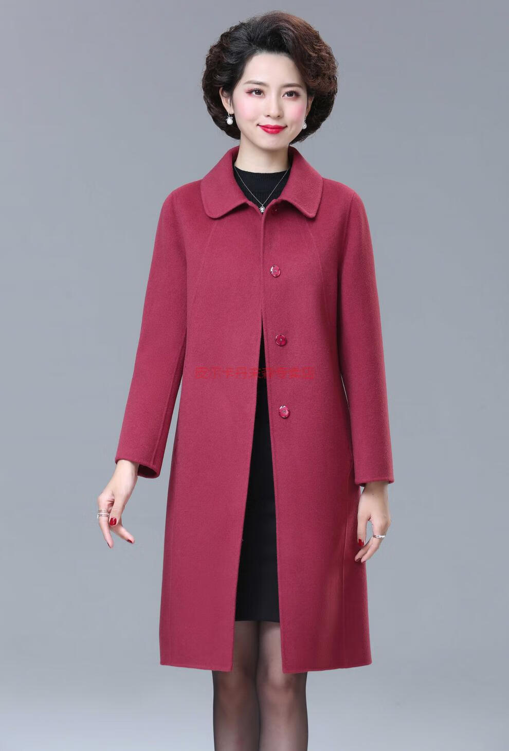 皮尔卡丹品牌高档女装中老年人双面呢羊绒大衣女中长款高端洋气妈妈