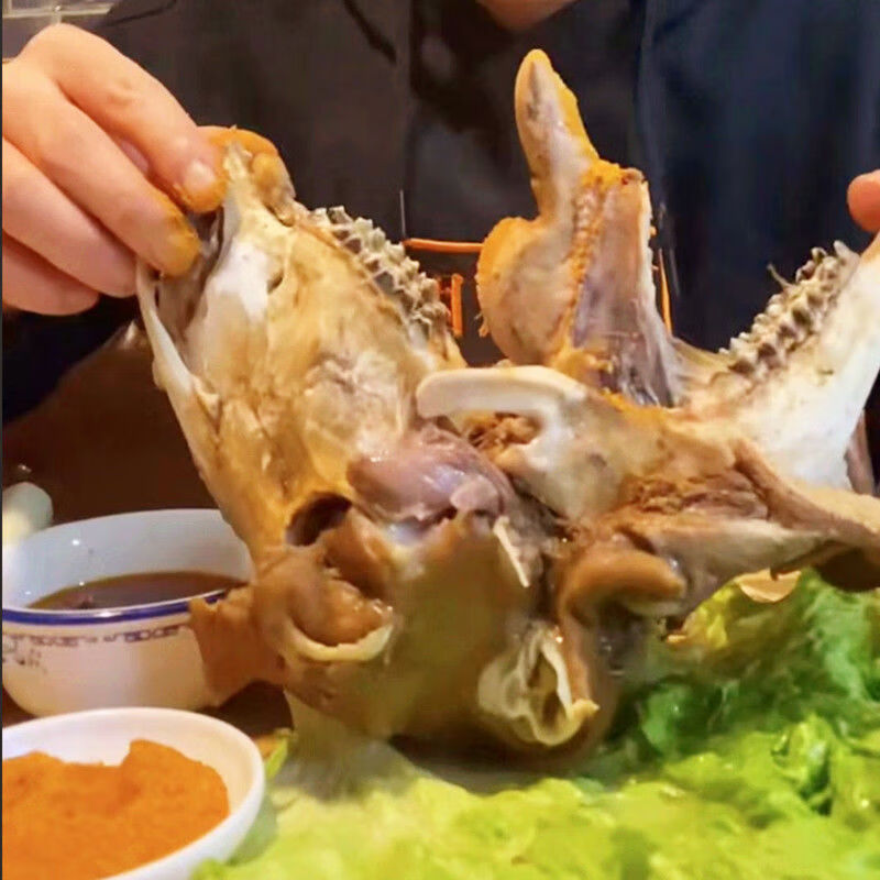 新鲜3-4斤整只五香羊头 全熟羊头即食卤羊头整只熟食 试吃去皮羊头1