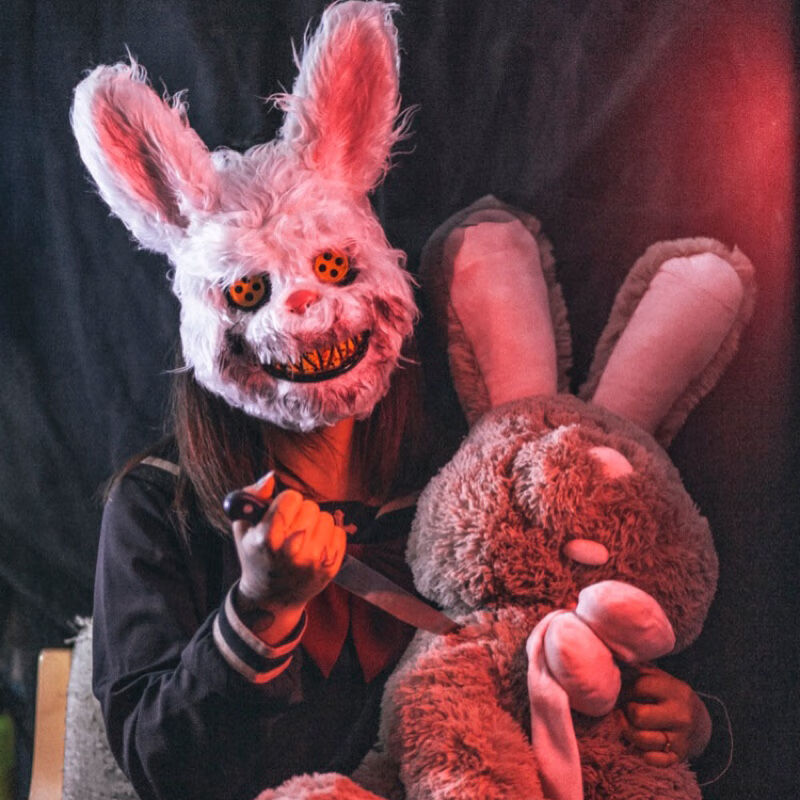 【万圣节】jk恶魔兔子面具全脸恐怖血腥cos万圣节毛绒可爱情趣拍照
