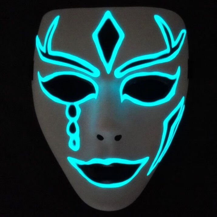 现货直发创手绘夜光面具荧光发光面具鬼步舞面具街舞面具万圣节面具