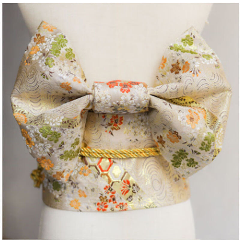 新品日式腰封女yq和服浴衣腰带日式腰封蝴蝶结提花面料定型蝴蝶结腰封