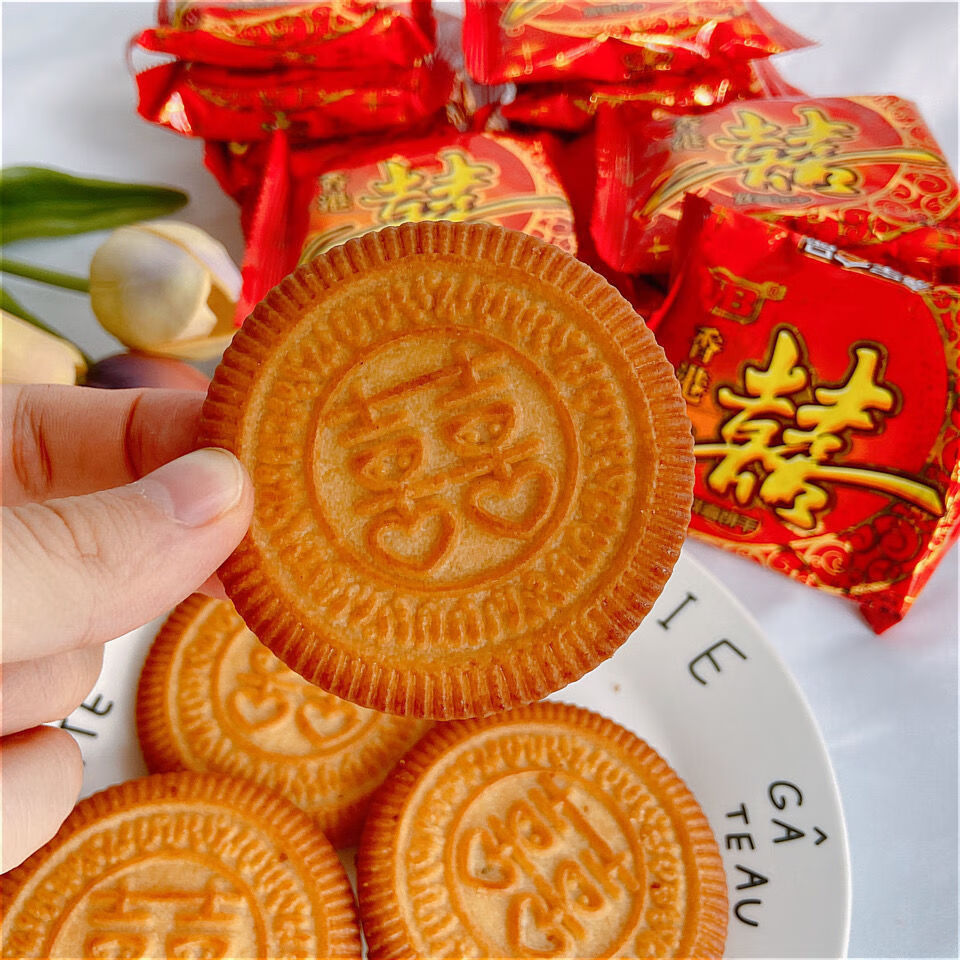 金喜饼香港双喜龙凤喜缘酥性饼干婚宴结婚喜庆散装批发休闲零食金喜饼