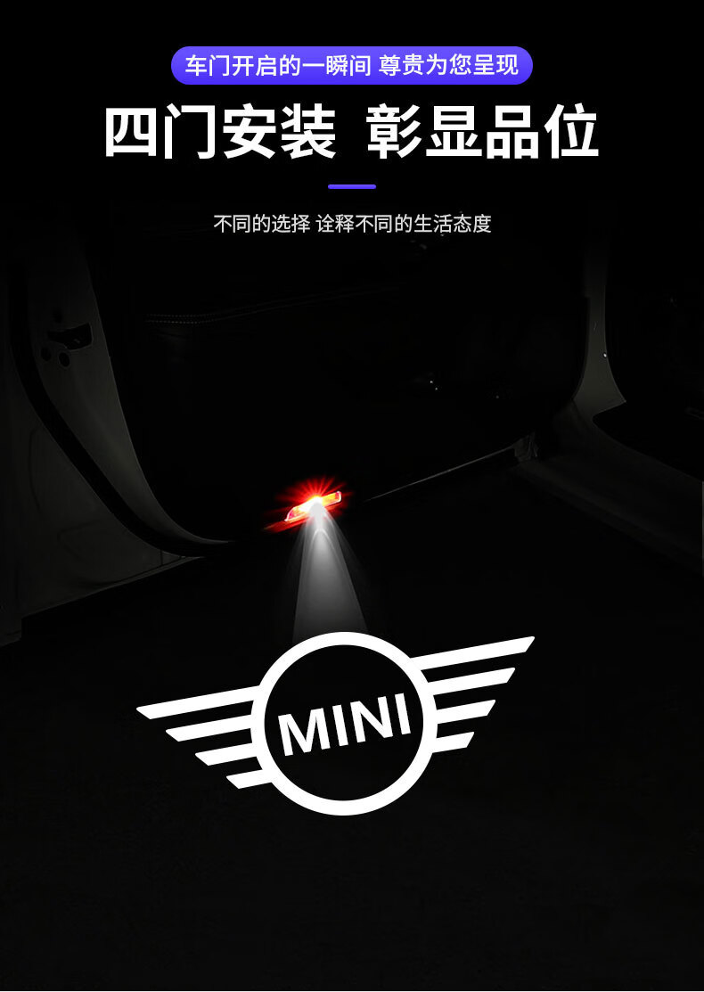 利金光电 适用于13-21款宝马迷你mini迎宾灯r56f55/56countryman车门