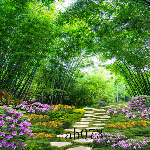 风景背景墙视频山水田主播背景布3d直播间外景网红快手抖音装饰布