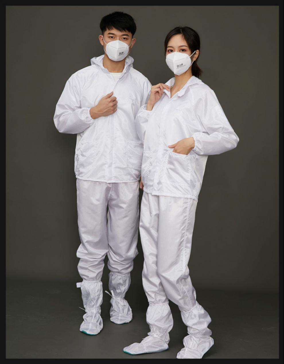 工厂无尘服连体衣防尘带帽连帽服分体洁净服工业粉尘食品车间工作服