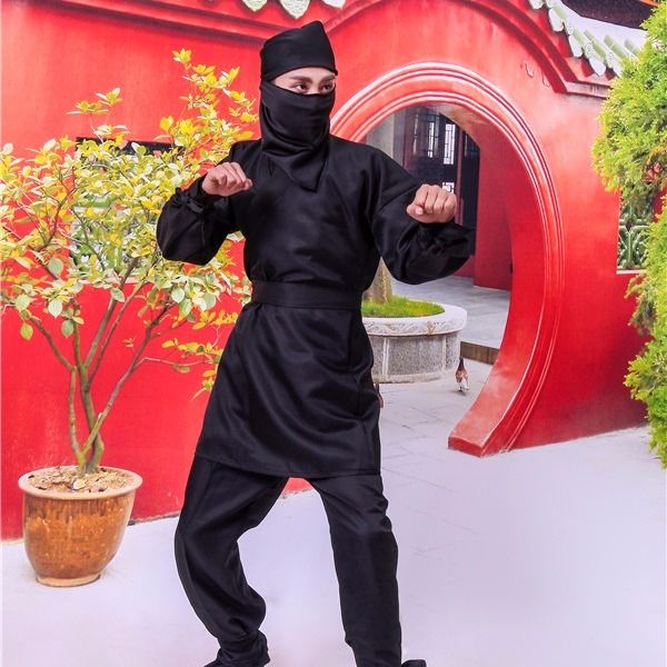 紫矜芙古装夜行衣黑衣人服蒙面人日本忍者盗贼小偷服装黑色2021身高