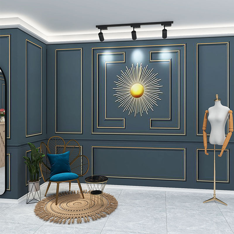 ins网红主播直播间背景墙纸抖音服装店装饰壁纸墙布3d石膏线轻奢六一