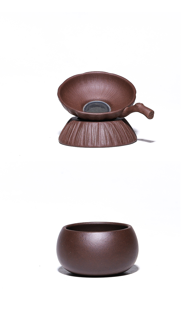 紫砂茶漏 宜兴紫砂茶过滤网茶漏斗球孔手工分茶过滤器公杯套组功夫