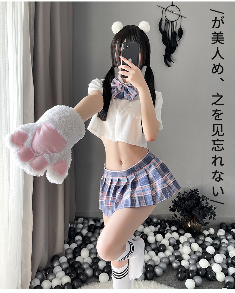 情趣内衣 情冉学妹装性感jk制服诱惑火辣百褶短裙角色扮演套装火辣黑