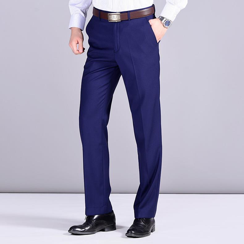 男直筒宽松商务正装海军蓝深蓝夏季薄款制服宝蓝西服裤子蓝色春秋28