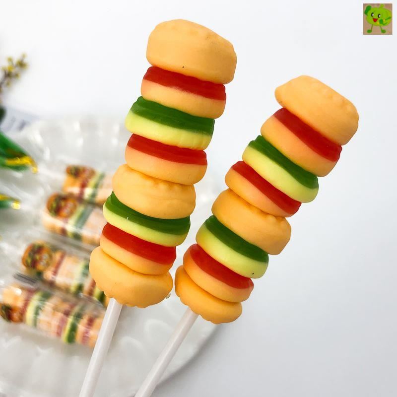 巨无霸橡皮糖20支网红巨无霸串串汉堡棒棒糖橡皮糖水果味软糖小孩趣味