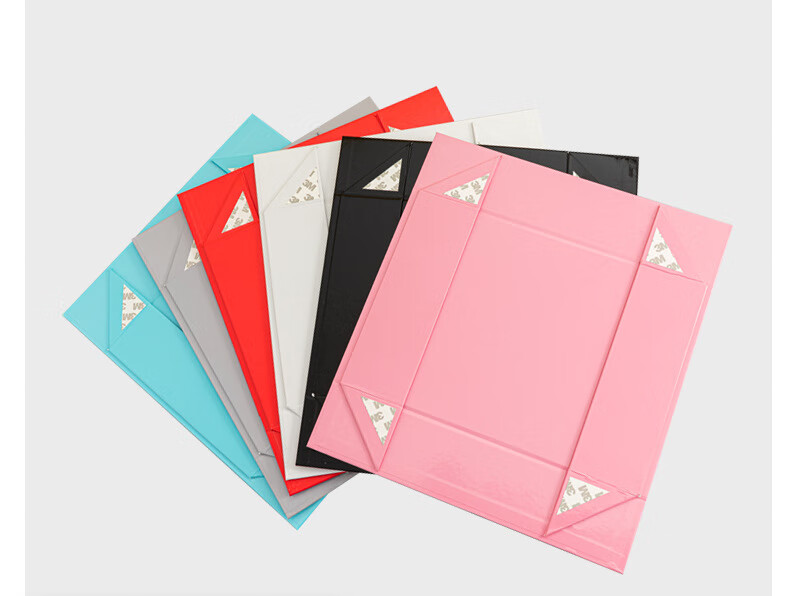朵玮折叠盒硬盒书型盒磁铁折叠礼品盒可折叠翻盖礼盒包装盒 粉红 小号