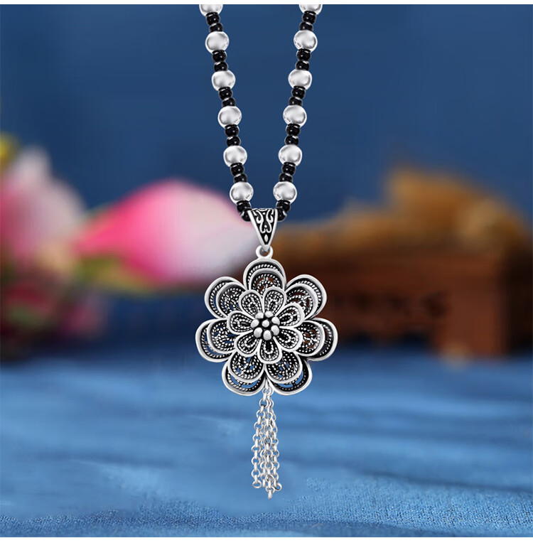 流苏吊坠复古四方来财民族风毛衣链项链女挂饰品祥云福钱袋