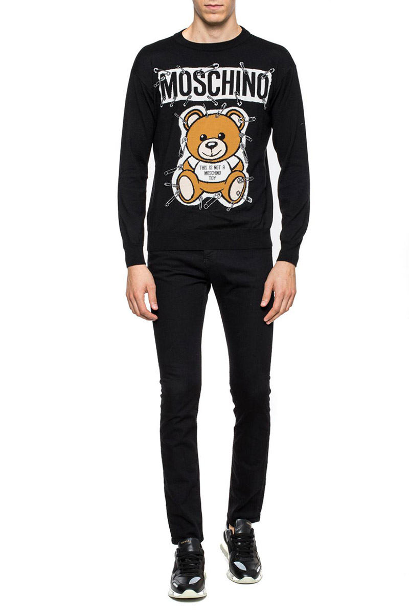 moschino 莫斯奇诺男装别针小熊长袖羊毛针织衫毛衣 v0901 5200 v3001
