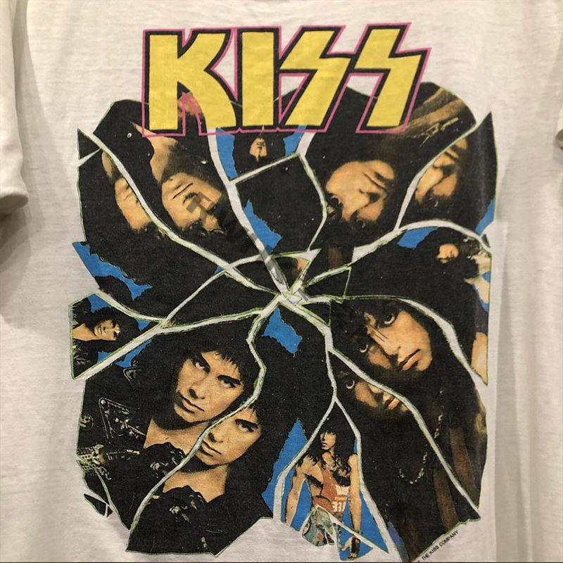 kiss摇滚乐队vintage人像复古短袖美式高街休闲质感男女宽松t恤潮