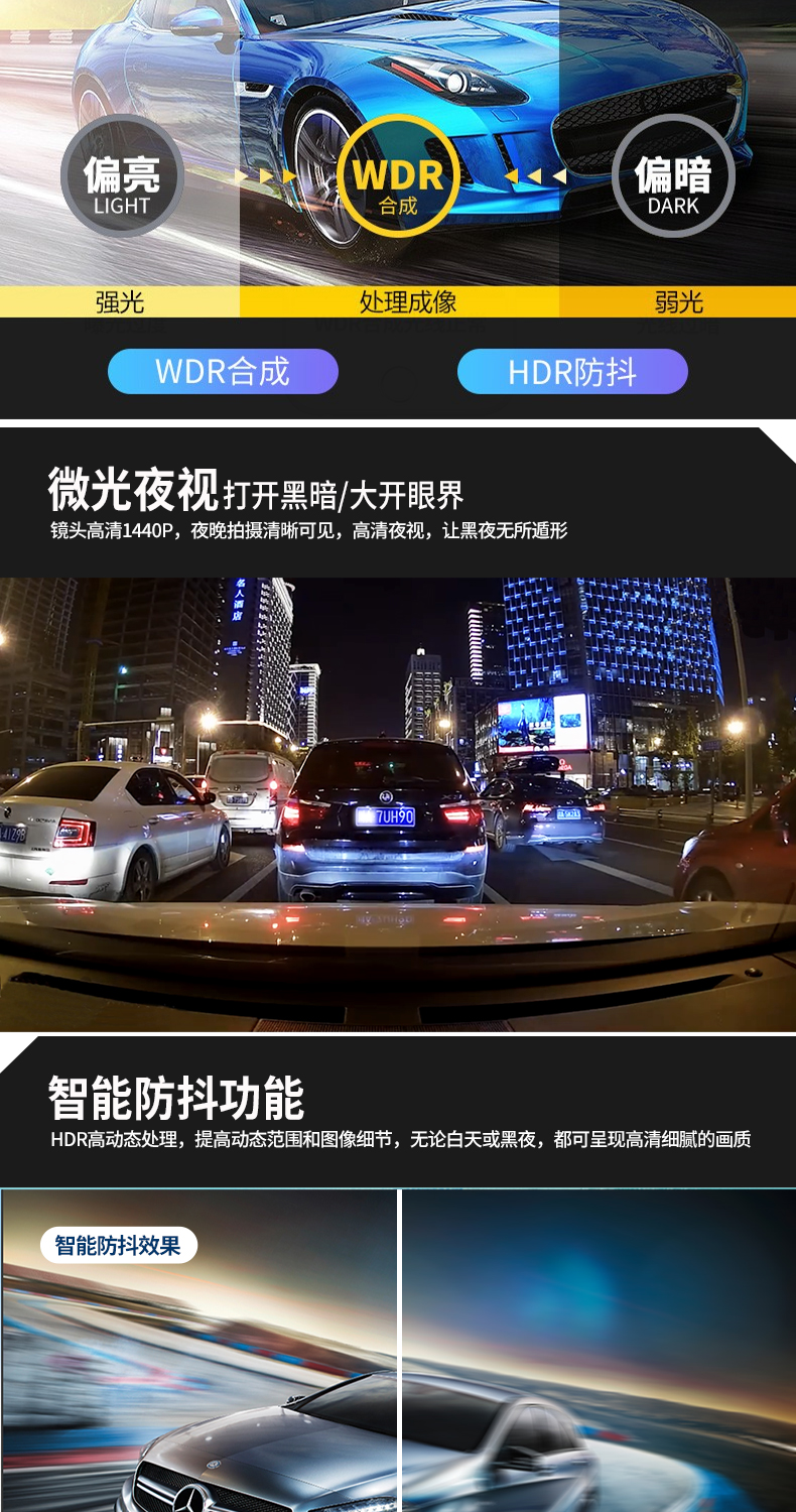 适用于特斯拉model 3/model s/y专用隐藏式前后双录高清行车记录仪