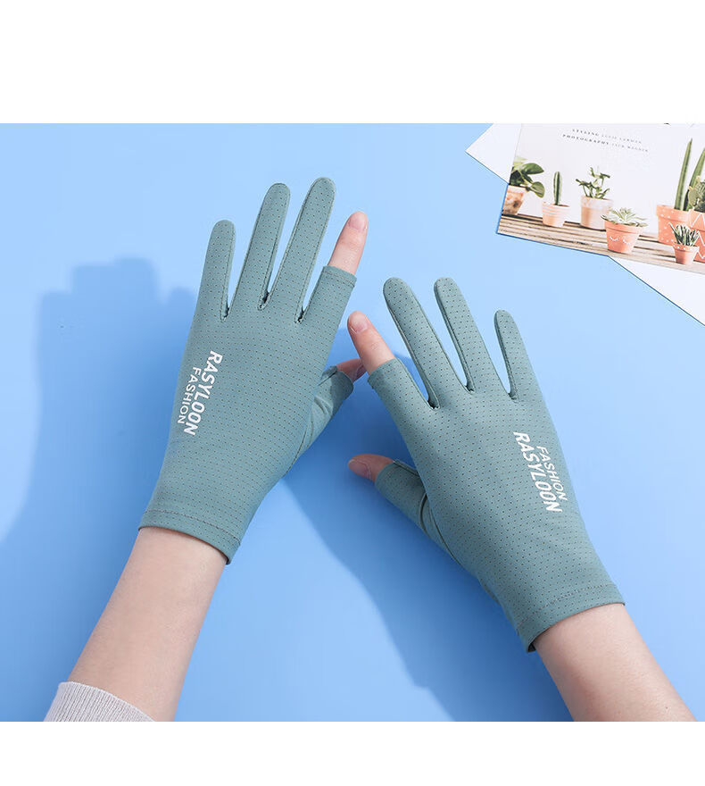 冬款薄手套女防晒手套女春夏天透气速干冰丝骑行开车防滑遮阳手套冰感