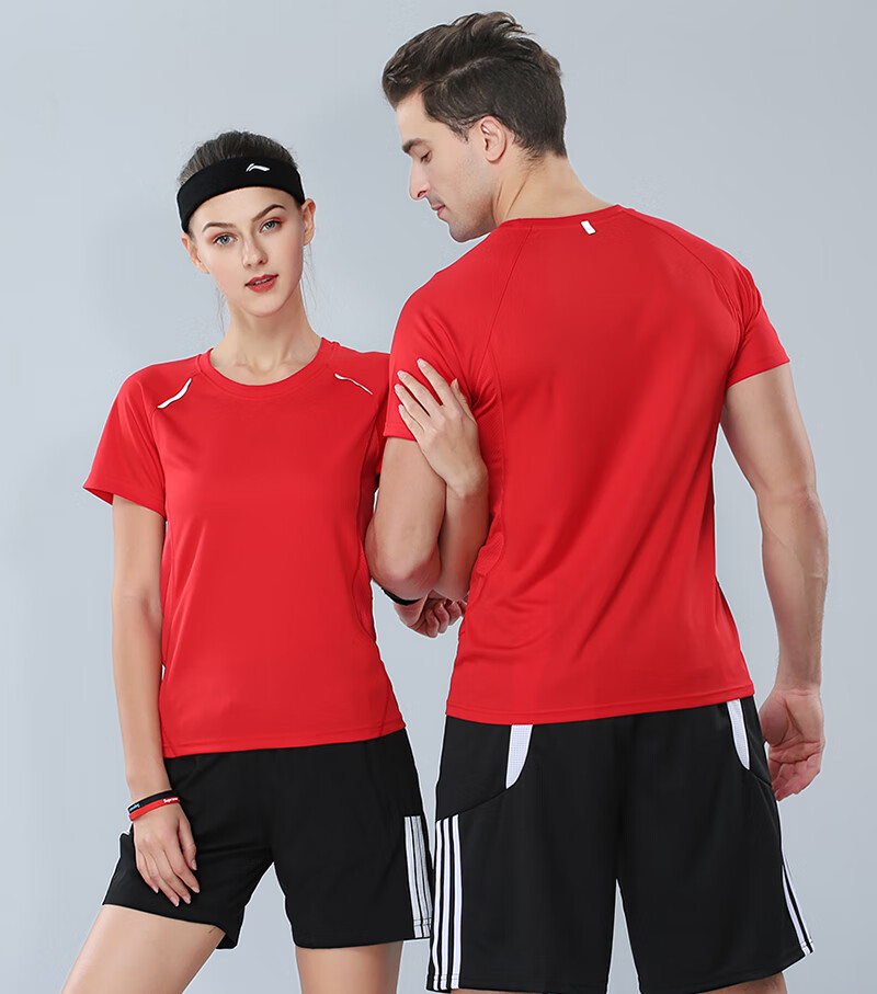 健身运动t恤女透气短袖跑步速干圆领上衣弹力宽松运动服夏装团体果绿s