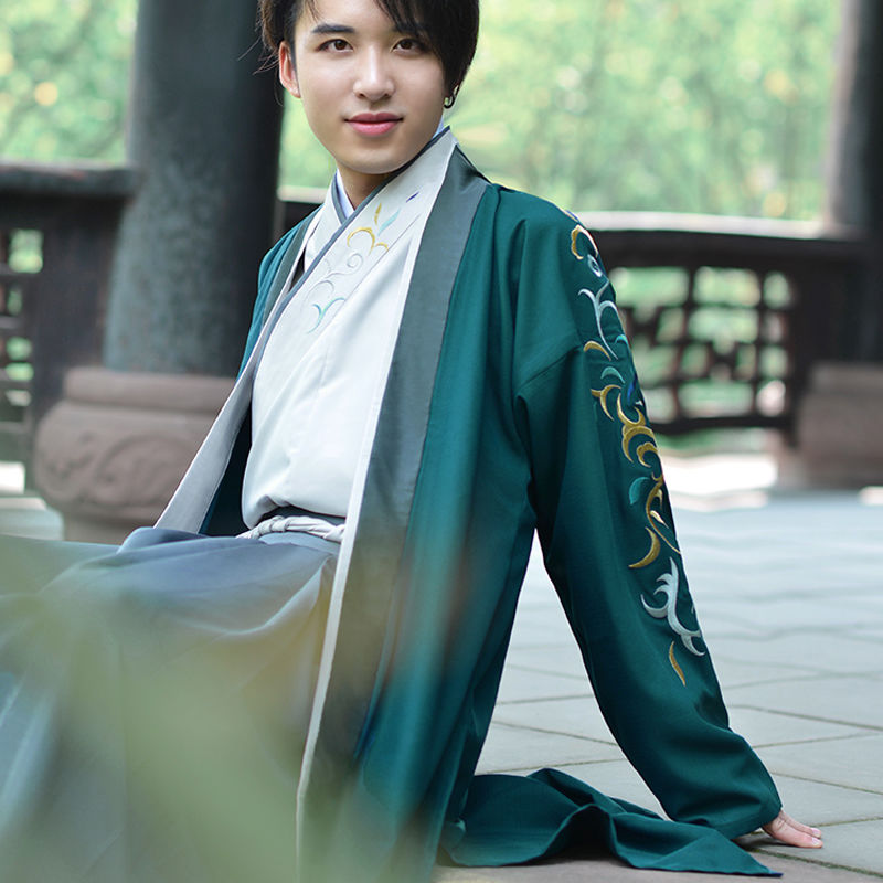 高品质古装汉服男书生交领新款中国风演出服舞台装情侣汉服生日礼物